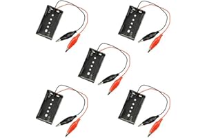 WMYCONGCONG Lot de 5 Boîtier de Rangement pour Piles en Plastique avec Pinces Crocodiles et Fils conducteurs, pour 2 Piles de 1,5 V