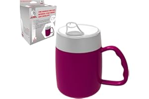 DR. BONE'S THERAPEUTICS ® Mug with Internal Cone with Spouted Lid with Small Opening, Spill-Proof, Drinking aid, Thermo Mug, Feeding Cup Drinking Aid Adult Drinking Cup Sippy Cup 140 ml (BlackBerry)
