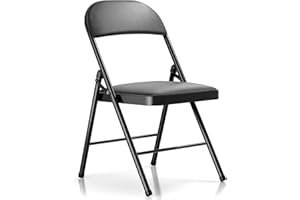 Beisty 1 Pack Folding Chairs with Padded Cushion and Back, Black Metal Chairs with Comfortable Cushion and Durable Steel Frame for Home and Office, for Indoor and Outdoor Events