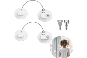 GIUSOBG 2 Piezas Seguridad Ventanas Niños, Cerradura para Puerta de Frigorífico con Llaves, Autoadhesivo No Requiere Taladrar Cerraduras Seguridad para Armario Puertas Ventanas (Oval Blan)