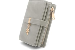 GOUNNU Geldbörse Damen Klein Portemonnaie Damen PU Leder Portmonee mit RFID Blockierung Kleines Geldbeutel und Reißverschluss Münzfach Druckknopf und 17 Kartenfächer Kurzformat Portmonee(Grau)