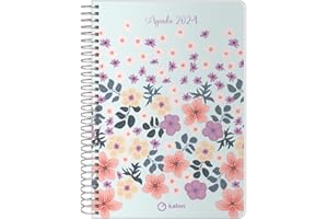 Q Kalon - Agenda 2024 Enero a Diciembre (12 meses) - Día Página - A5 (15x21 cm) - Espiral metálica - Garden