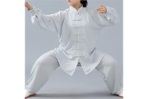 WoCOyo Tai Chi Anzug Freizeit Einfarbig Kampfkunst Anzug Unisex Sanft Baumwolle und Leinen Kung Fu und Tai Chi Uniform Traditionelle Chinesisch Kostüm für Meditation und Qigong