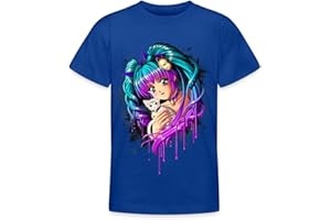 Spreadshirt Chaton Manga Girl Animé Idée De Cadeau Chat Coloré Mignon T-Shirt Enfant