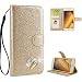 Produktbild KANTAS Brieftasche Flip Case für Samsung Galaxy A5 2017/A520 Funkeln Glitter Design Hülle Folio Wallet Handyhülle Herz Strass Muster PU Ledertasche Samsung Galaxy A5 2017 im Bookstyle mit Standfunktion Karteneinschub und Magnetverschluß Etui Lederhülle für Samsung Galaxy A5 2017, Gold