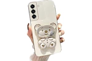 RNRIEYTA Miagon Orso Specchio Cavalletto Custodia per Samsung Galaxy A25 5G,Elettrolitico Sabbie Mobili Glitter Cover Morbida Sottile Silicone Protettiva Case con Specchio Stand Supporto