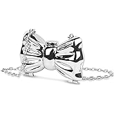 DOSYSO Bow Clutch Purse Metallic Acrylic Evening Handbag for Women Crossbody Sling Bags with Detachable Chain Strap Stylish L