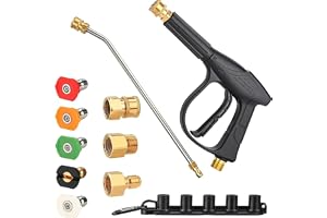 Högtryckstvättpistol, högtryckspistol, trycktvättspistol, en förlängningsstång och 5 spraymunstycken med munstycksbas, 3000PS
