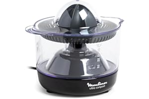 Moulinex Exprimidor Compacto de 25 W con Jarra Transparente Desmontable de 0,45 L, Cono de Doble Sentido, Apto para lavavajillas, De pástico, PC120870