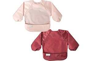 Tiny Twinkle Lätzchen Wasserdichtes Lätzchen 2er Pack Lätzchen Outfit, Wipe Clean Cape für die Entwöhnung Verstellbares Lätzchen für Kleinkinder 0-24Monate Maschine waschbar und Tug Proof-Verschluss