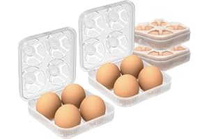 RoseFlower 2 Piezas Hueveras de Plastico, 4 Celdas Hueveras para Frigorifico y Cámping, Huevera Nevera, Envase Huevos, Caja de Huevos, Huevera de Plástico, Hueveras Cesta Gallina