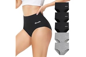 Momoshe Unterhosen Damen 5er Pack Baumwolle Hohe Taille Unterwäsche Frauen Stretch Atmungsaktiv Slip Weich Panties
