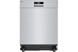 Midea Geschirrspüler Unterbau MDWEU1435XSS-W, 14 Maßgedecke, Spülmaschine 60 cm Teilintegrierbar mit WIFI, Extra Trocknung, 7 Programme, 47dB, 0-24h Startzeitverzögerung, Inox