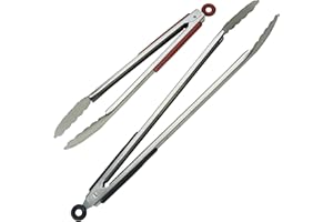 Mountain Grillers Grill Zangen 2er Set - Edelstahl mit Kochzange 30 cm und 40 cm - Rutschfest, Hitzebeständig mit Sicherheitsclip - Vielseitig Einsetzbare Küchen und Grillzange - Profi-BBQ-Zubehör