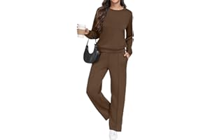 GRECERELLE Tracksuit Womens Full Set Autumn Long Sleeve Lounge Wear Sets for Women Two Piece Outfits Activewear Casual Crew Neck Pullover Tops and Jogging Bottoms with Pockets