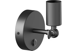 ledscom.de Applique FETRO, interrupteur, noir mat, rond, 1x E27 max. 60W