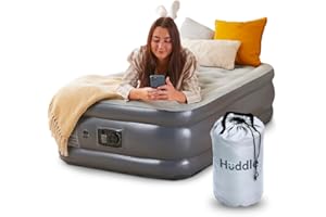 Huddle Lite – Matelas Gonflable avec Pompe Intégrée,Matelas Confortable avec Surface Douce et Hauteur surélevée – idéal pour Le Camping, Les invités ou Une Chambre d’appoint (Simple/Double/King)