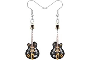 RAIDIN Boucles d'oreilles créatives en acrylique la mignon musique la basse la guitare électrique pour les femmes les filles Boucles d'oreilles pendantes Bijoux pour Party Charms