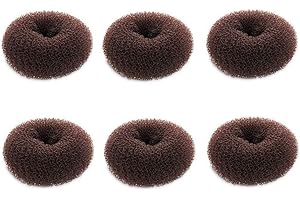 SQULIGT 6 moldes para moños extra pequeños para niños, 6 formas de calcetines de dona para niñas, mini moldeadores de donas para cabello corto y fino (2 pulgadas, marrón oscuro)