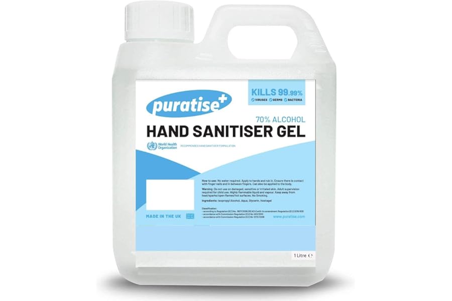 Hand Sanitiser Gel, 70% Alcohol Gel Hand Sanitiser Kills 99.99% of Germs & Bacteria - MADE IN THE UK Melbec Microbiology Approved BSEN 1276:2019 & BSEN1500:2013 (1L Pack of 1)