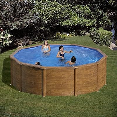 GRE-KITPR353W Piscine Acier Ronde H 120 M Aspect Bois Sicilia, KITPR353W