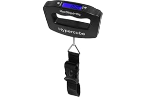 Hypercube Luggage Scale Portable Digital Weight Scale for Travel Suitcase Weigher with Tare Function 110 Lb/ 50Kg Capacity Black