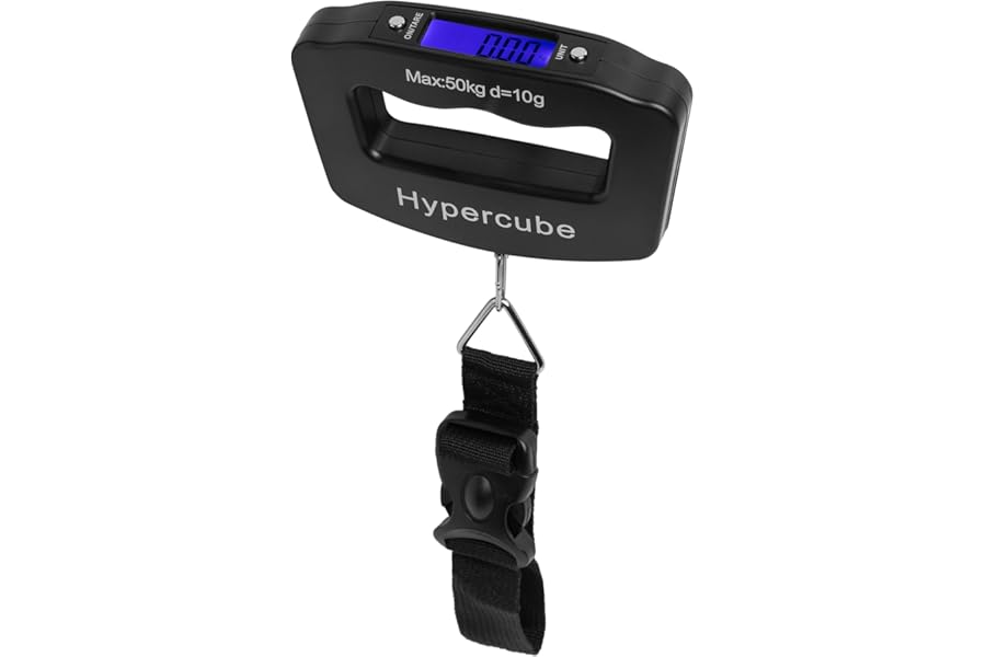 Hypercube Luggage Scale Portable Digital Weight Scale for Travel Suitcase Weigher with Tare Function 110 Lb/ 50Kg Capacity Black