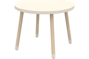 Flexa DOTS Kids Table Ø60cm| Toddler Desk and Child's Play Table | Solid Ash and Painted MDF | Ideal for Playroom, Nursery, Kitchen, or Living Room | Cream White
