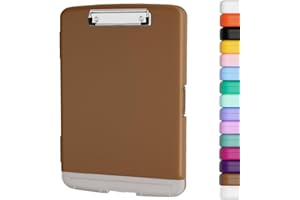 Piasoenc Porte-bloc avec rangement, porte-stylo et classeur légal A4, en plastique résistant, à ouverture latérale, clip à profil bas, pour infirmières, enseignants, juristes, Marron