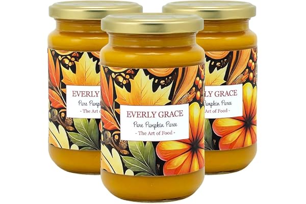Everly Grace Ekologisk pumpapuré av Hokkaido, 3 x 350 ml | 3 burkar med en enda ingrediens: ekologisk Hokkaidopumpa, för pump