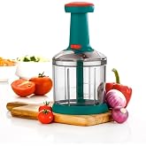 Xmart India Manual Push Chopper, 1000ML, 5 Stainless Steel Blades, Multicolor, Kitchen Essentials
