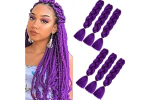 SHANGXIU braiding hair extensions lila 6packs kanekalon hair ombre braiding hair extensions 24 Zoll Box braids Crochet Twist Flechten Haar (24 Zoll, Lila)