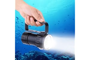 Aigend Torcia Subacquea Impermeabile IPX8, Super Luminoso, 18000 Lumens Lampada Subacquea, Sommergibile Immersioni Luce Torcia con Maniglia, 300-500 m