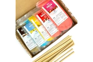 FUNTASTYC Kit Completo Algodón Azúcar | Azúcar Y Palitos Incluidos | 4 Bolsas Azucar 160g | 1 Bolsa 400g