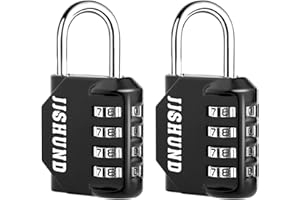 JJSHUND 2 Pcs Cadenas Code 4 Chiffres, Alliage de Zinc Cadenas à Code Étanche, Antirouille Cadenas Casier Code pour Placard Gym Garage Boîte à Outils (Noir)