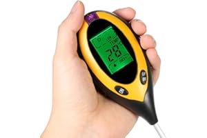 CDIYTOOL 4-in-1 Soil Tester Moisture Meter, Digital Soil Testing Kit pH Soil Temperature Sunlight Moisture Acidity Test with Backlit LCD Display for Garden Farm Lawn Agriculture Outdoor Indoor Plants (1 PC)