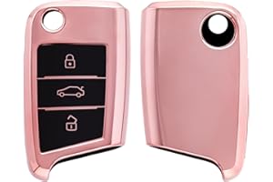 kwmobile Autoschlüssel Hülle kompatibel mit VW Golf 7 MK7 3-Tasten Autoschlüssel - Schlüsselhülle Silikon Cover - Rosegold matt Schwarz