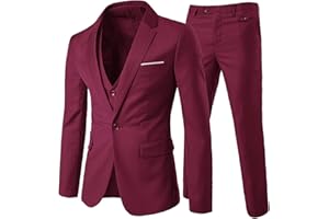 Allthemen Abiti da Uomo 3 Pezzi Abito da Sposa Slim Fit Giacca a Un Bottone Formale Giacche Pantaloni Gilet