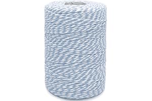 Leecogo Bakers Twine String Light Blue and White Cotton Twine 656 Feet Butchers Twine for Gift Wrapping DIY Crafts Home Decoration Cooking