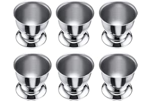 Yitobici Coquetiers en Acier Inoxydable avec Fond Rond, empilables, Lot de 6 Plateaux Porte-œufs, Argent