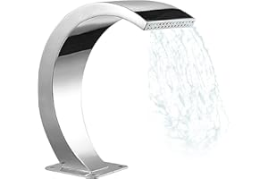 GOJLEX Fuentes de la Piscina para Piscinas enterradas, de Acero Inoxidable de Plata de la Piscina Cascada de la Fuente de la Piscina al Aire Libre de la Fuente del jardín Estanque de Agua (300 * 650mm)