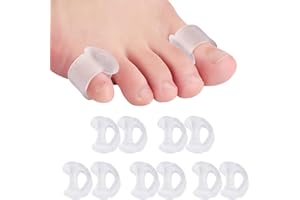 ABINCHAOBANG 10 Pcs Gel Toe Separators, Toe Straighteners, Silicone Little Toe Spacers for Men and Women, Bunion, Bent Toes, Hammer Toe, Overlapping Toes (Clear)
