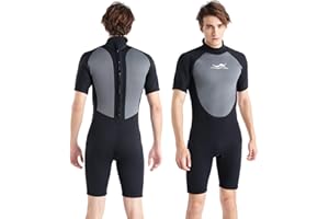 PZZMY Wetsuit Shorty Men 3mm Neoprene Suits Short Diving Suits Paddle Boarding Surfing Suit Short Sleeve Wetsuit for Scuba Diving Canoeing Snorkeling Shortie Wetsuits Men
