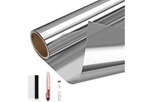 ARTHOME WALL DECOR Arthome Folia okienna blokująca ciepło Anti-UV 60x1000cm Srebrna, odbijająca ciepło folia okienna bez kleju samoprzylepna folia samoprzylepna do domu i biura z narzędziem