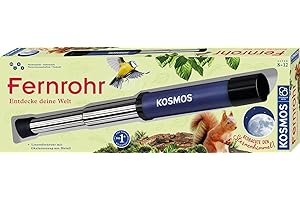 KOSMOS ‎676872 Fernrohr - Entdecke Deine Welt, Linsen-Fernrohr mit 12facher Vergrößerung. Stabiler Okularauszug aus Metall. Für Kinder ab 8 Jahre mit Tipps zur Anwendung und Beobachtungen