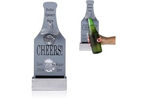 FEMONGY abridor cerveza pared, sacacorchos con contenedor de recogida, abridor de botellas, abridor de cerveza para bar, cocina, patio, abridor de botellas de pared - regalos para hombre (gris)