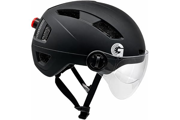 UrbanGlide Casque LED avec visière – Casque Taille M avec éclairage intégré et Protection renforcée