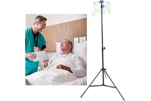 MINIFINKER Tragbarer Infusionsständer,210 cm faltbarer Tropfbeutelständer mit 4 Haken,Infusionsständer Klappbar mit Netzbeutel und Aufbewahrungsbeutel,Tropfspülständer,für die häusliche Pflege in der Klinik