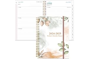 HEVEBOIK 2024-2025 Planner - A5 Weekly & Monthly Planner & Journal to Track Goals, July 2024 - June 2025, Medium 5.8" x 8.5", Rose Leaf