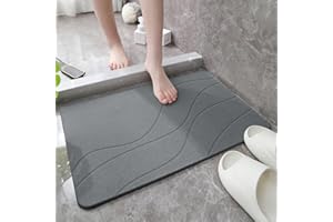 ‎PINKRIN Pinkrin Harte Diatomite Stein Badematte 60x40 cm, Stone Bath Mat Schnelltrocknend, Super Absorbierende Steinmatte Badezimmer Pflegeleicht, rutschfest Kieselgur Badematte für Badezimmer, Küche